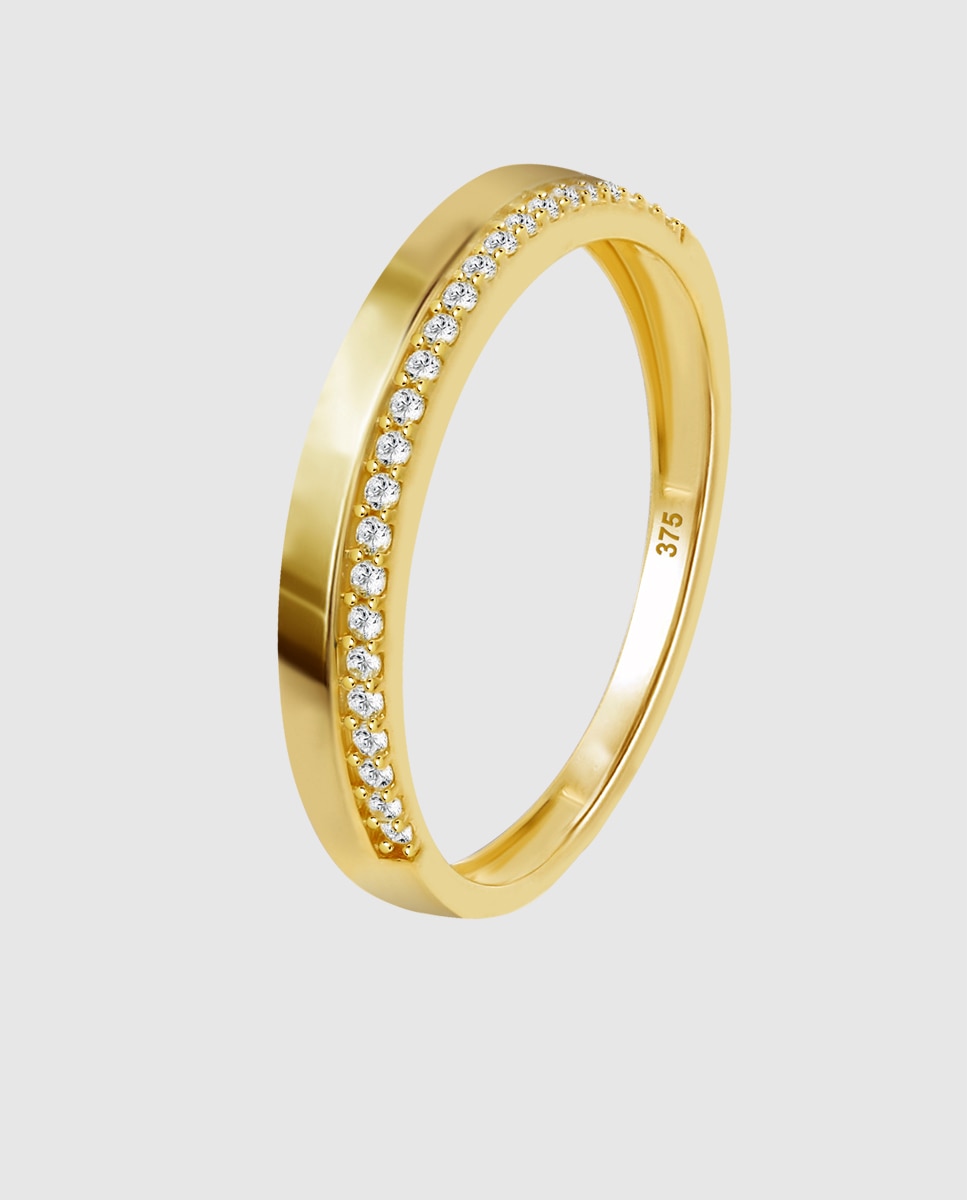 Anel Hin00377 Basics de Ouro 9k com Acabamento Brilhante Branco-1