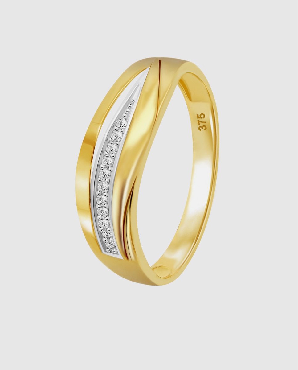 Anel Hin00378 Basics de Ouro 9k com Acabamento Brilhante Multicolor-1