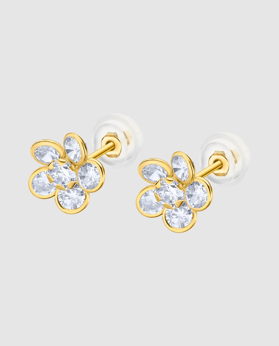 Brincos Lg00302 Basics de Ouro 9k com Acabamento Brilhante e Motivo de Flor Amarelo-1