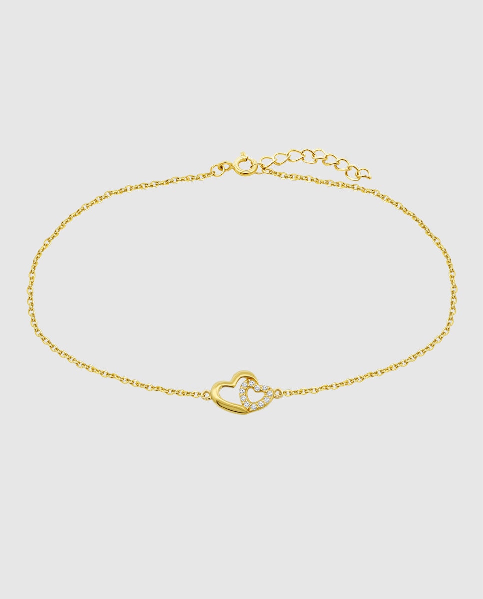 Pulseira Hin00397/18 Basics de Ouro 9k com Acabamento Brilhante e Motivo Coração Dourado-1