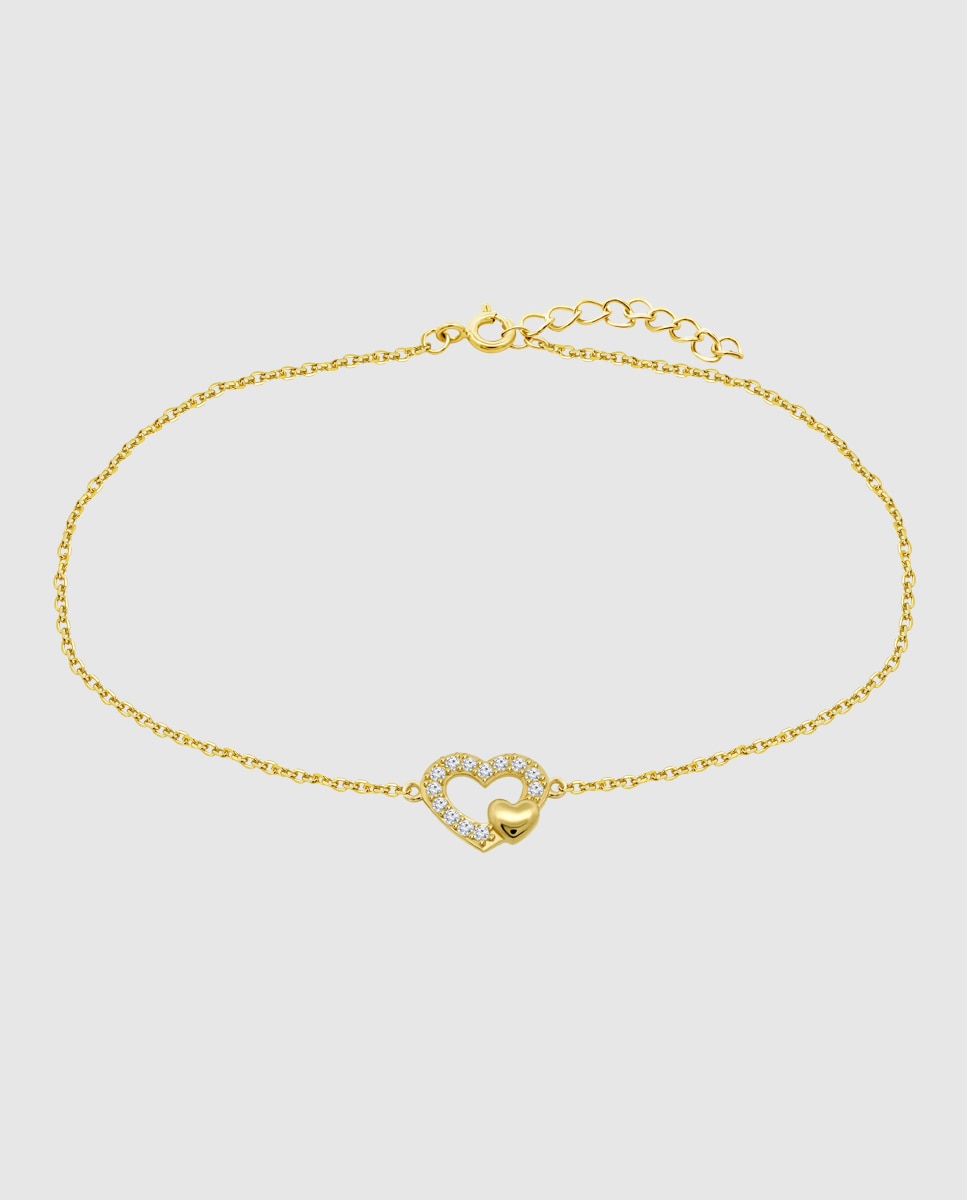 Pulseira Hin00403/18 Basics de Ouro 9k com Acabamento Brilhante e Motivo Coração Dourado-1