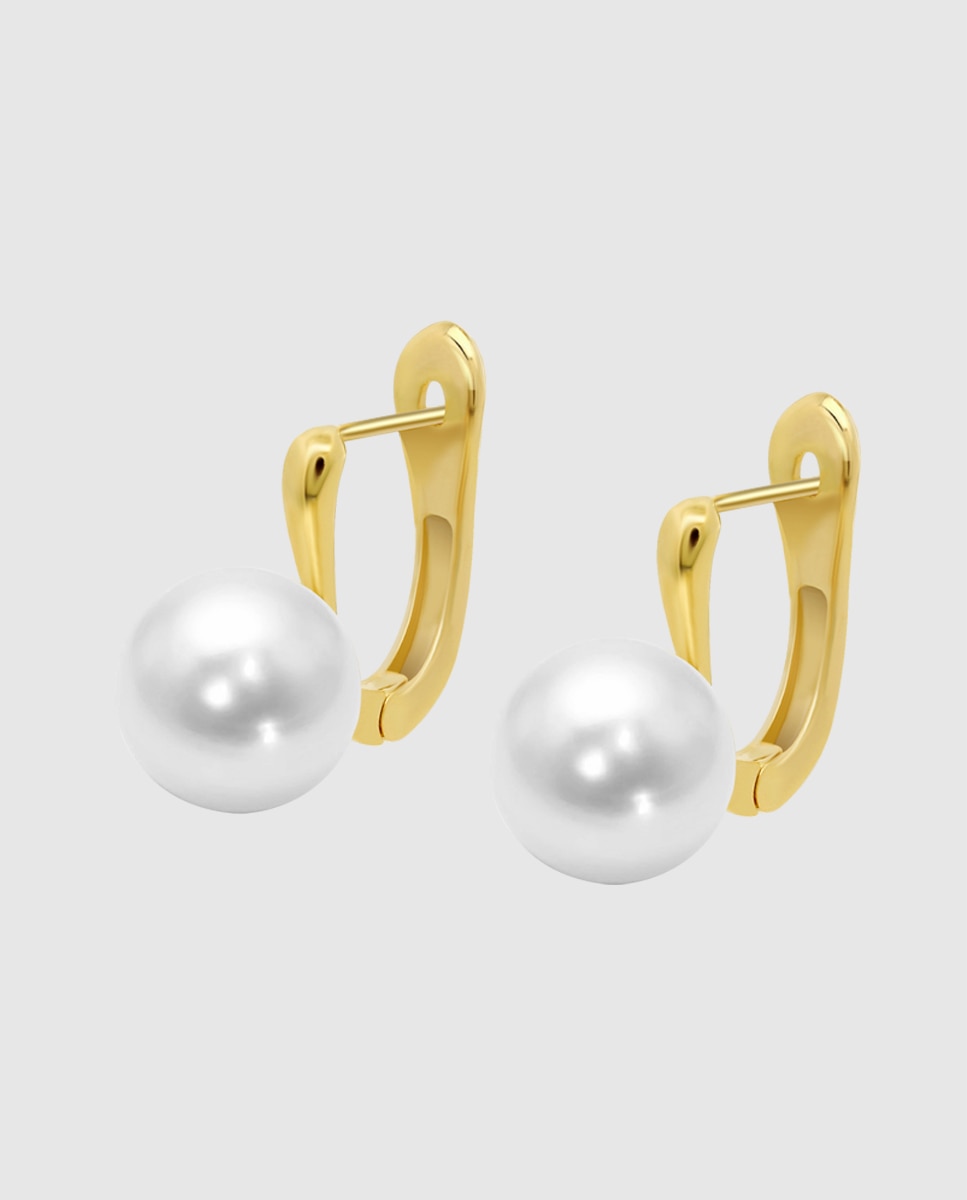 Imagem 0 de Pendentes Hin00384 Basics de Ouro 9k com Acabamento Brilhante e Synthetic Pearl