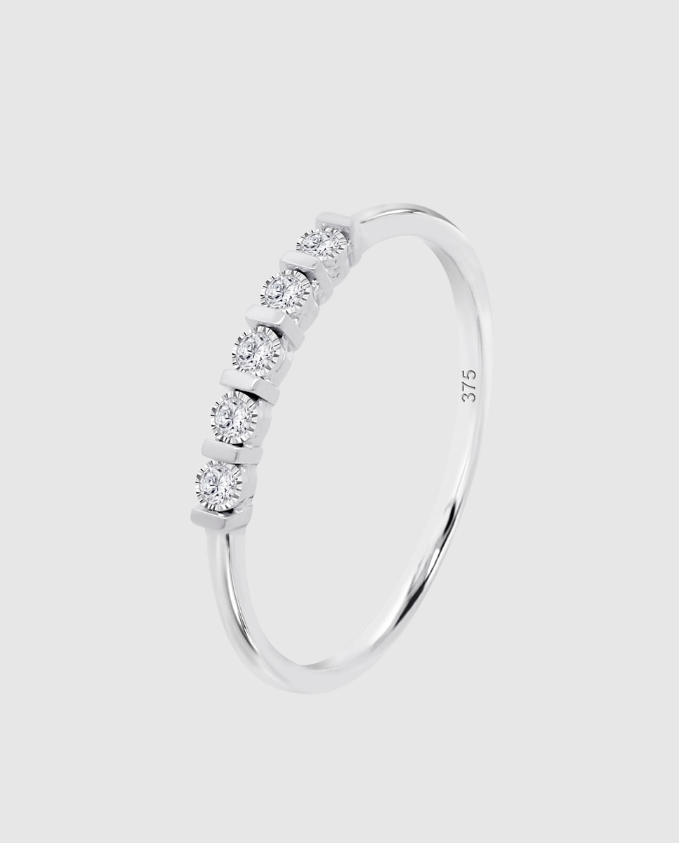 Anel Dia00013 Diamonds de Ouro 9k com Acabamento Brilhante Branco-1