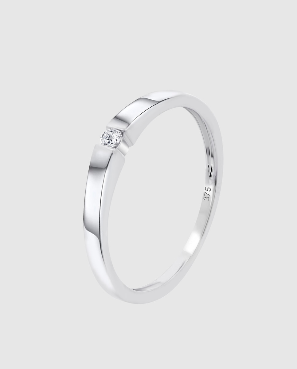 Anel Dia00014 Diamonds de Ouro 9k com Acabamento Brilhante Branco-1