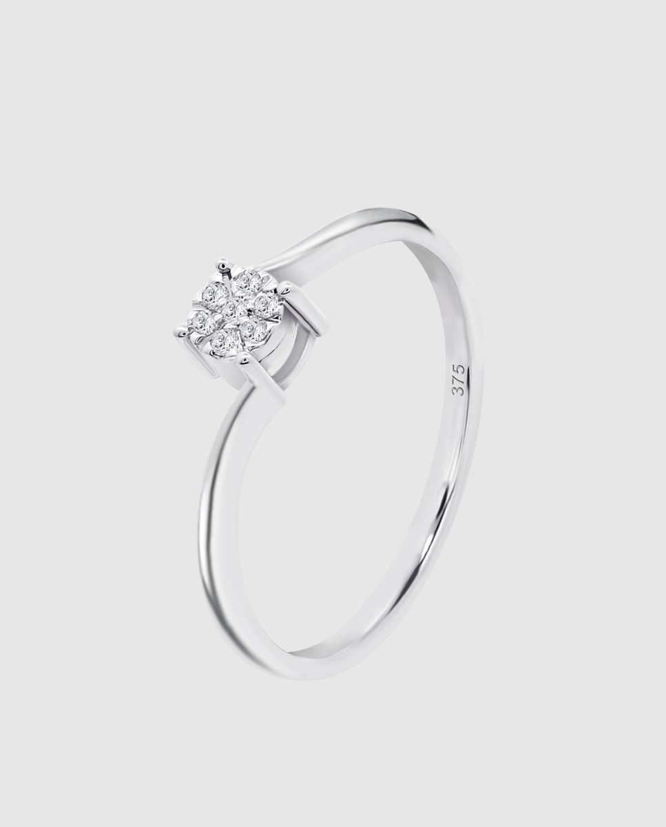 Anel Dia00015 Diamonds de Ouro 9k com Acabamento Brilhante Branco-1