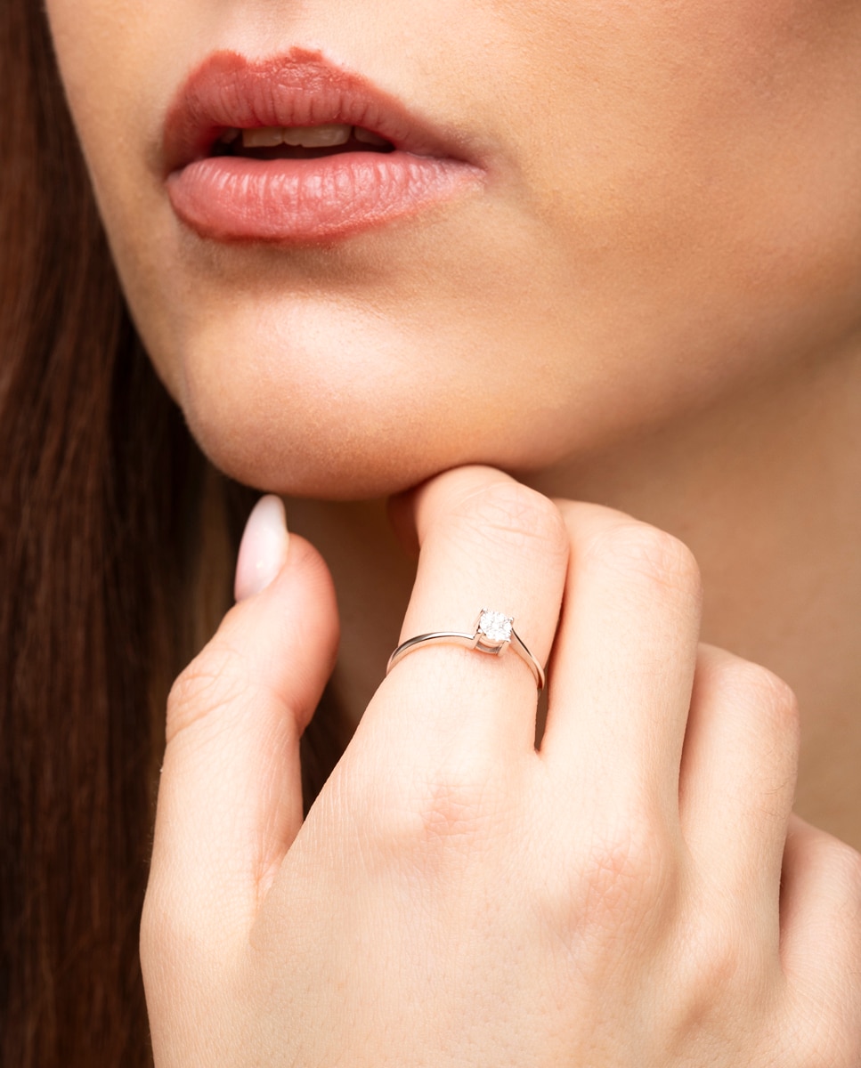 Anel Dia00015 Diamonds de Ouro 9k com Acabamento Brilhante Branco-2