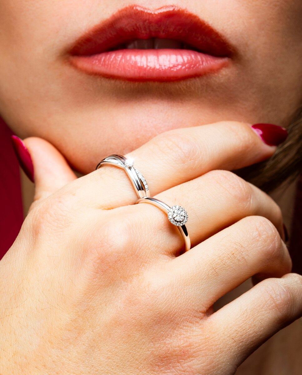 Anel Dia00018 Diamonds de Ouro 9k com Acabamento Brilhante Branco-2