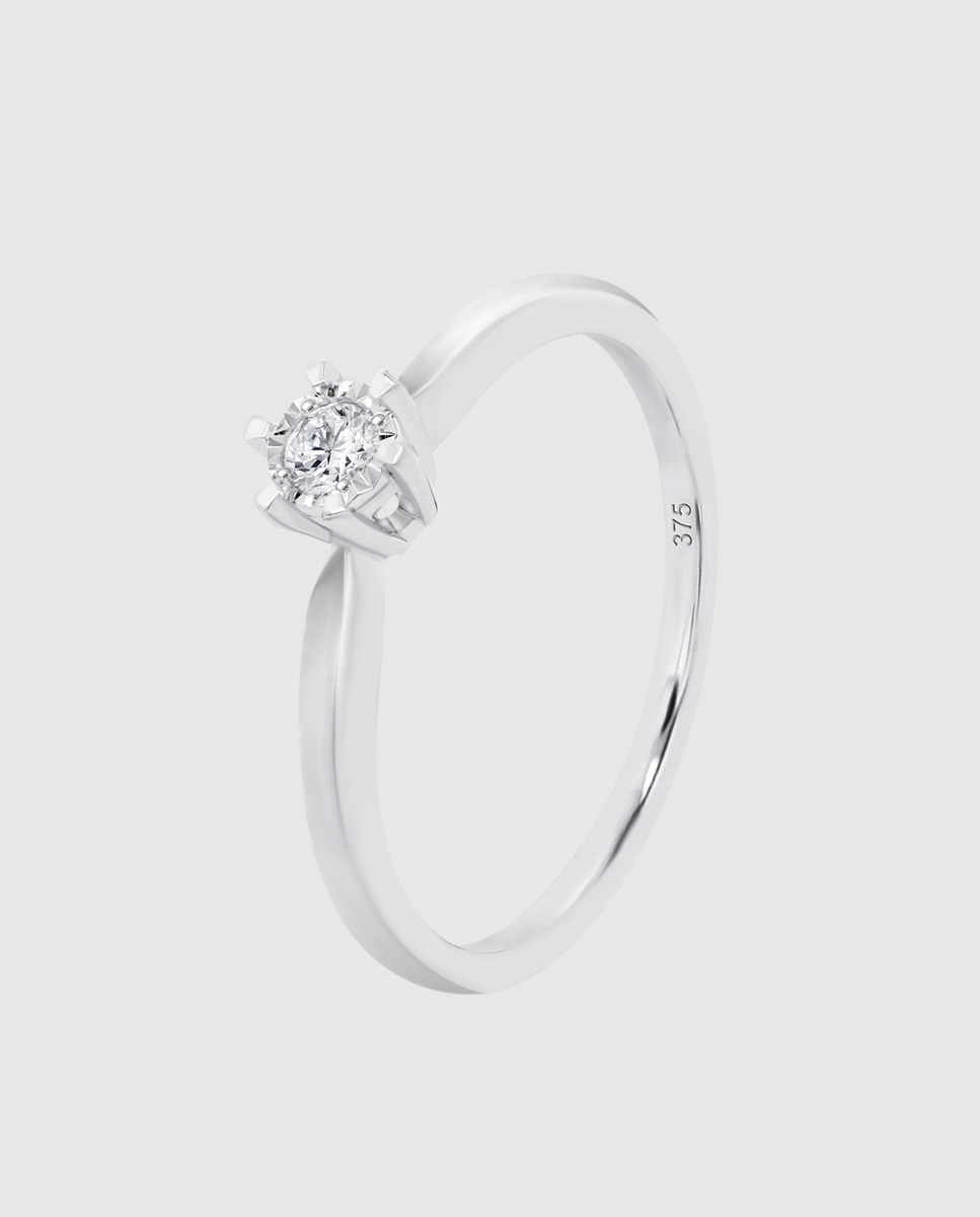 Anel Dia00022 Diamonds de Ouro 9k com Acabamento Brilhante Branco-1