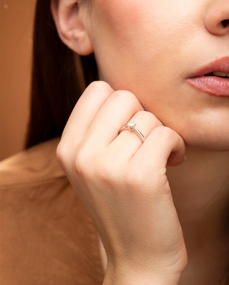 Anel Dia00022 Diamonds de Ouro 9k com Acabamento Brilhante Branco-2