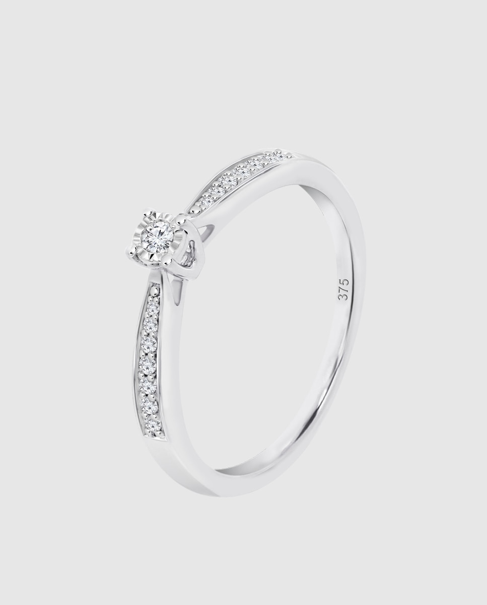 Anel Dia00023 Diamonds de Ouro 9k com Acabamento Brilhante Branco-1