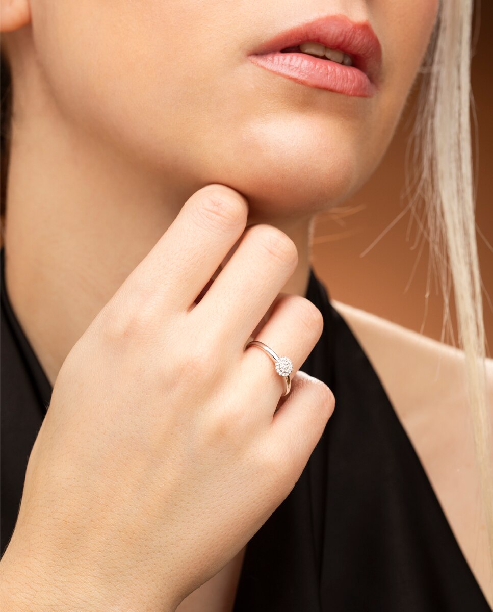 Anel Dia00024 Diamonds de Ouro 9k com Acabamento Brilhante Branco-2