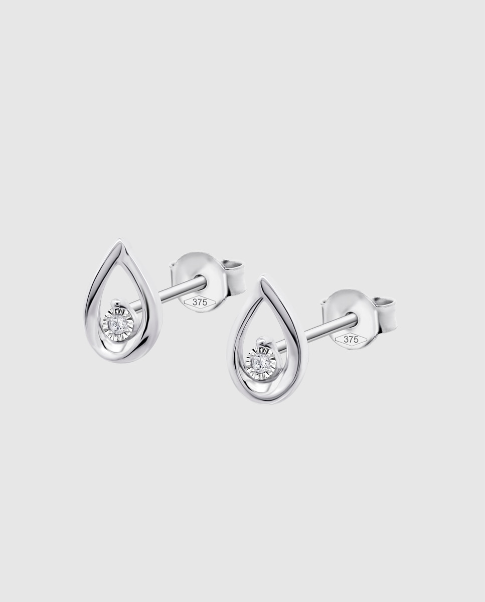 Brincos Dia00002 Diamonds de Ouro 9k com Acabamento Brilhante Branco-1