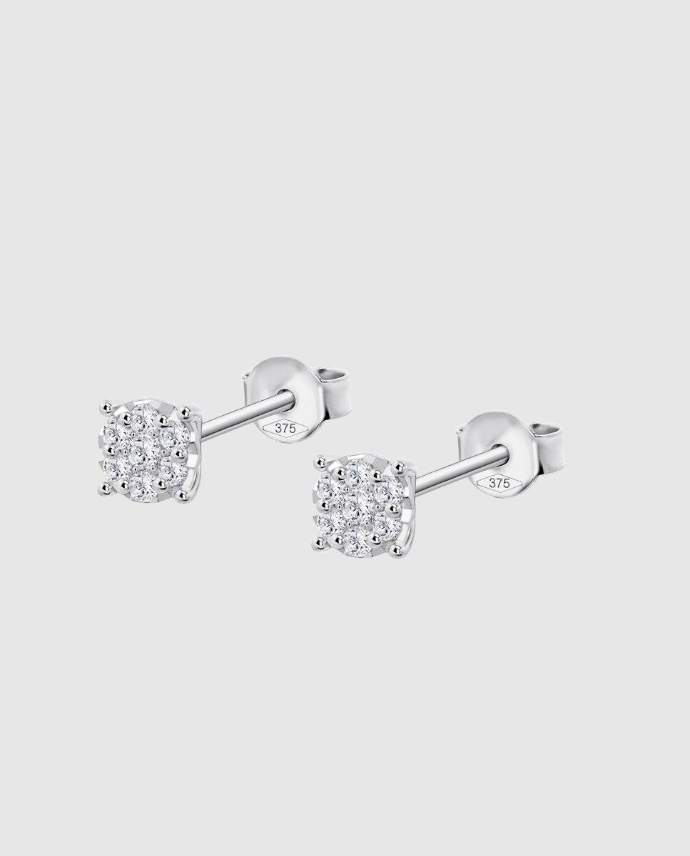 Brincos Dia00009 Diamonds de Ouro 9k com Acabamento Brilhante Branco-1