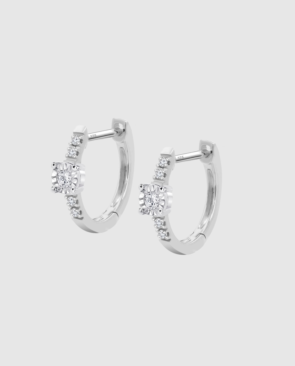 Brincos Dia00017 Diamonds de Ouro 9k com Acabamento Brilhante Branco-1