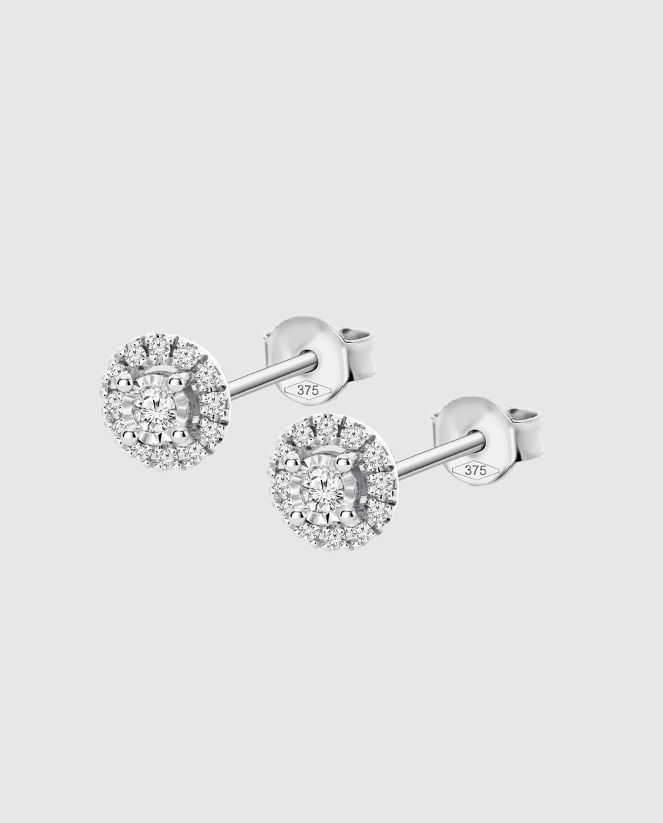 Brincos Dia00019 Diamonds de Ouro 9k com Acabamento Brilhante Branco-1