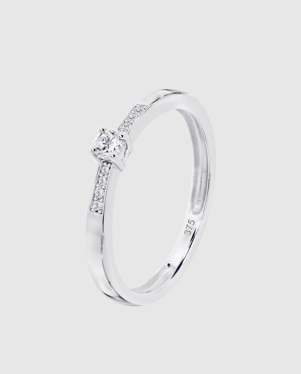 Anel Dia00031 Diamonds de Ouro 9k com Acabamento Brilhante Branco-1