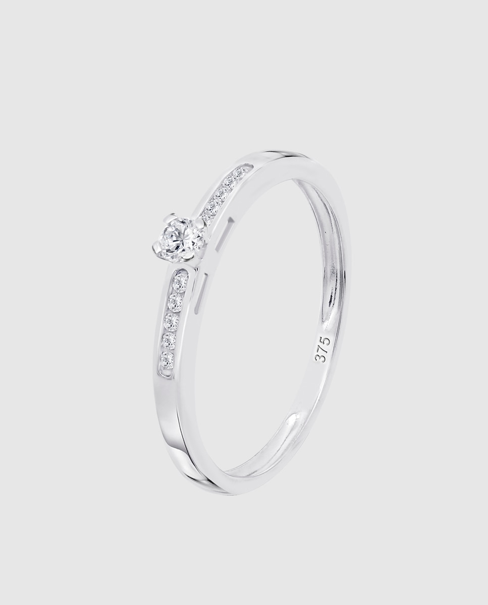 Anel Dia00032 Diamonds de Ouro 9k com Acabamento Brilhante Branco-1