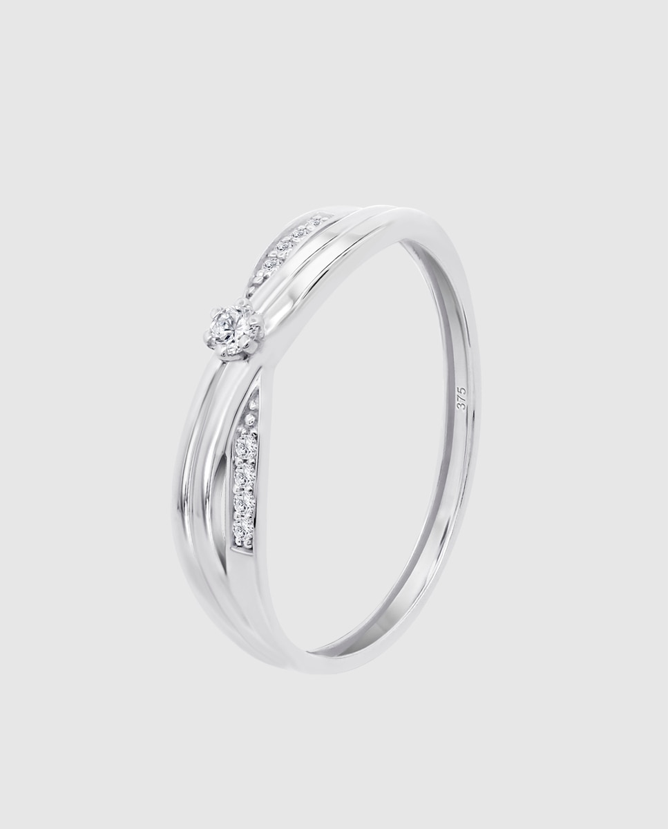Anel Dia00033 Diamonds de Ouro 9k com Acabamento Brilhante Branco-1