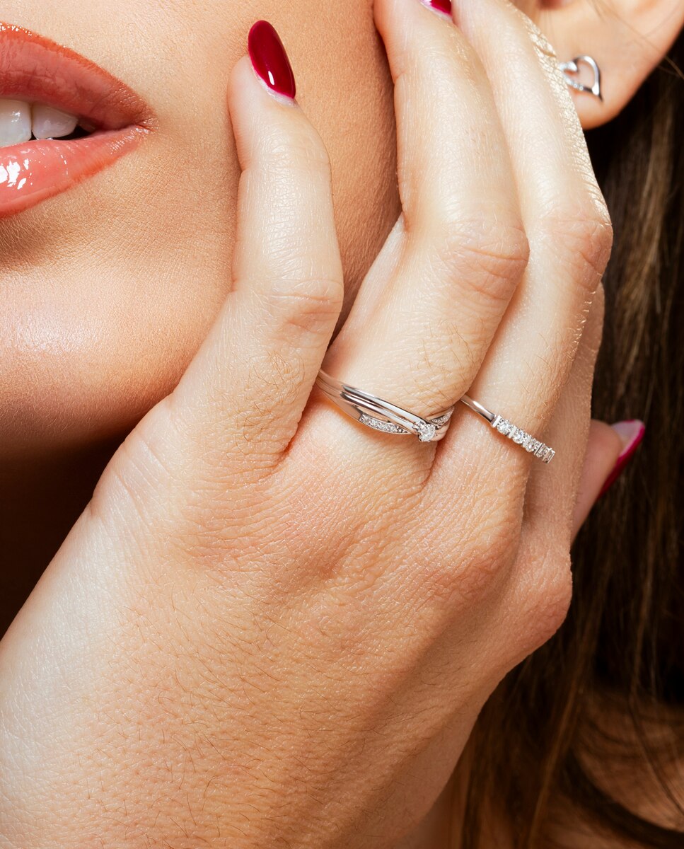 Anel Dia00033 Diamonds de Ouro 9k com Acabamento Brilhante Branco-2