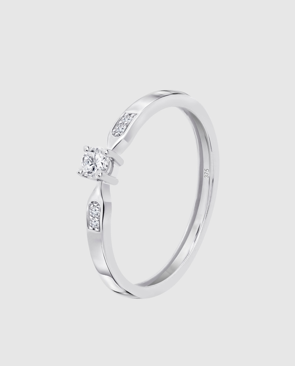 Anel Dia00034 Diamonds de Ouro 9k com Acabamento Brilhante Branco-1