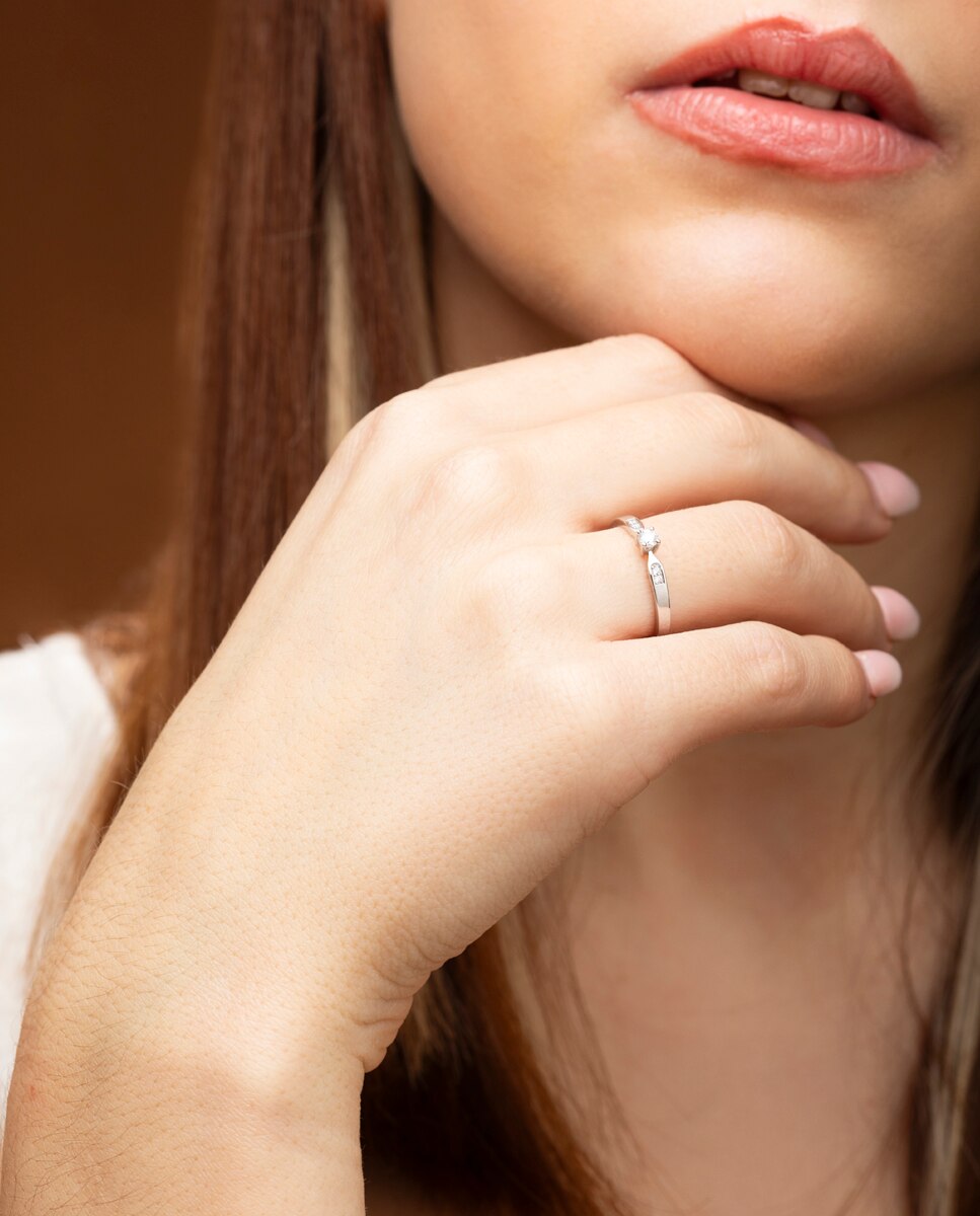 Anel Dia00034 Diamonds de Ouro 9k com Acabamento Brilhante Branco-2