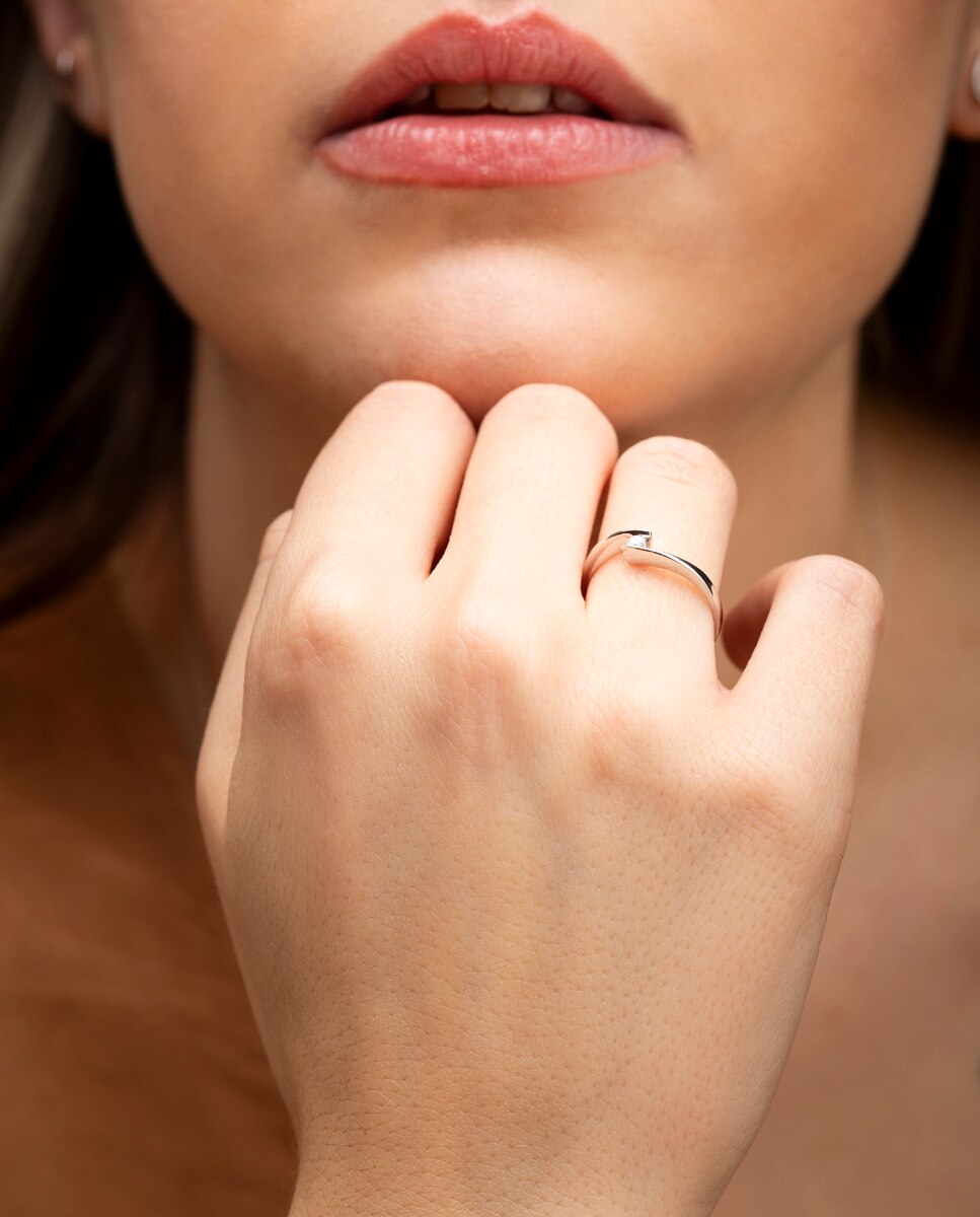 Anel Dia00035 Diamonds de Ouro 9k com Acabamento Brilhante Branco-2