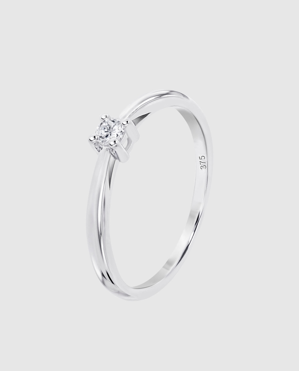 Anel Dia00040 Diamonds de Ouro 9k com Acabamento Brilhante Branco-1