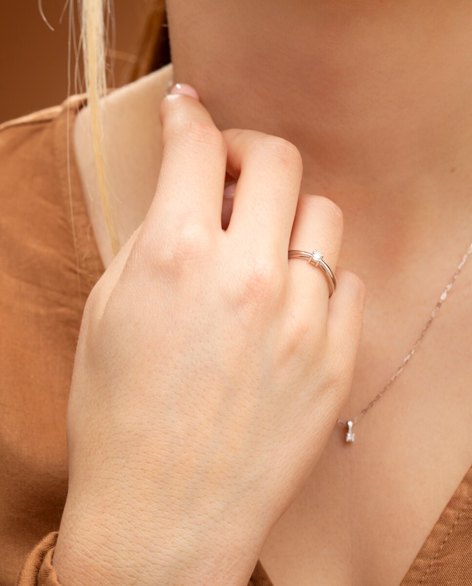 Anel Dia00040 Diamonds de Ouro 9k com Acabamento Brilhante Branco-2