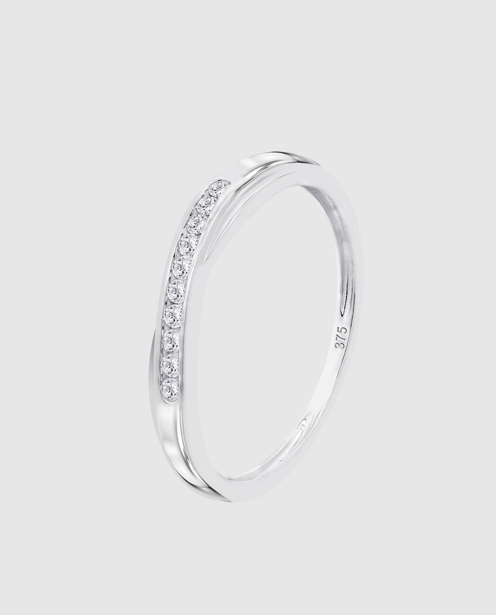 Anel Dia00042 Diamonds de Ouro 9k com Acabamento Brilhante Branco-1