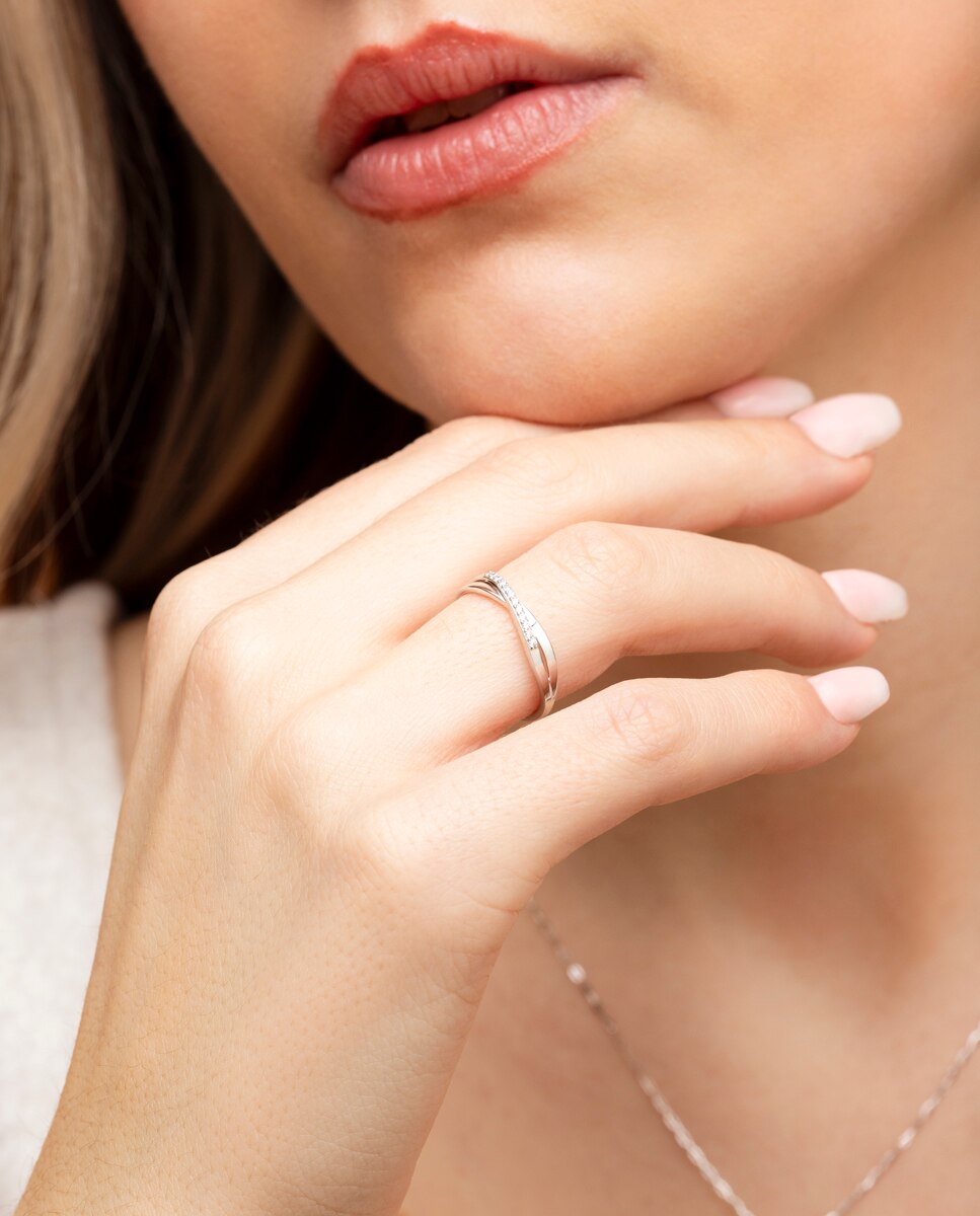 Anel Dia00043 Diamonds de Ouro 9k com Acabamento Brilhante Branco-2