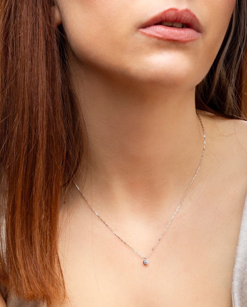 Colar Dia00048/45 Diamonds de Ouro 9k com Acabamento Brilhante Branco-3