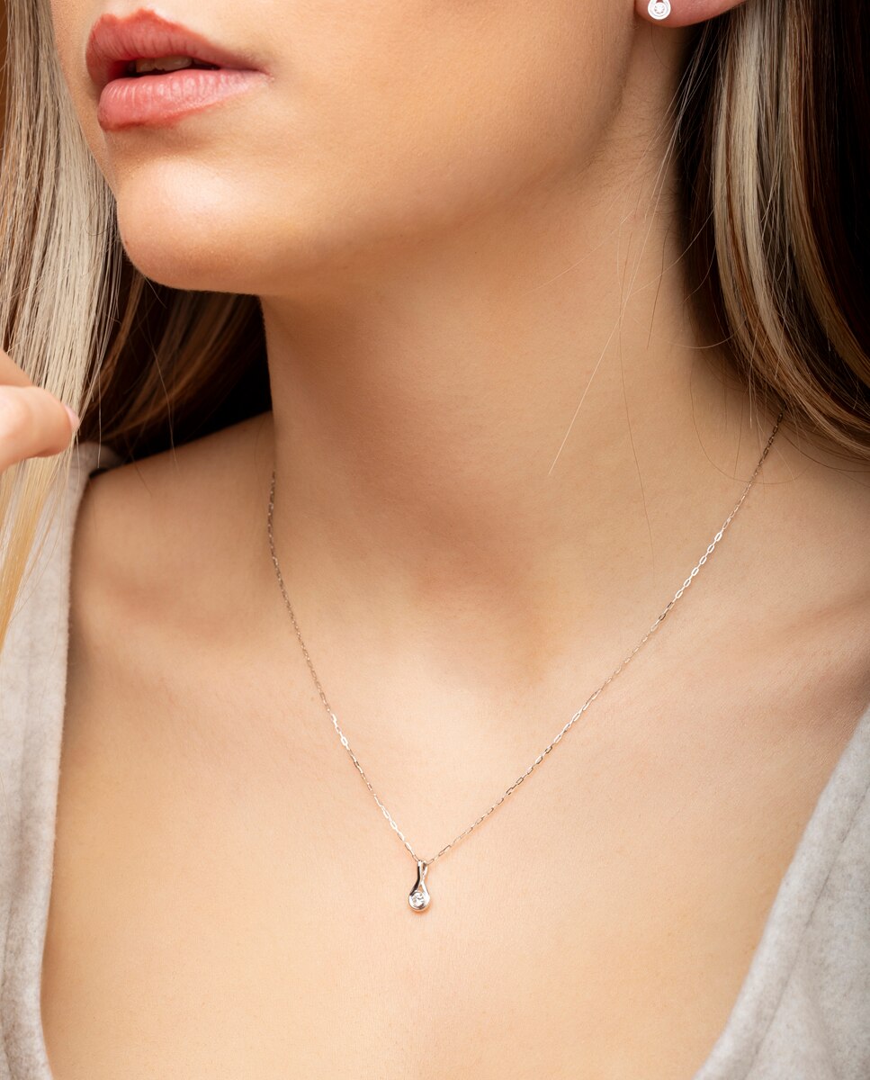 Colar Dia00064/45 Diamonds de Ouro 9k com Acabamento Brilhante Branco-2