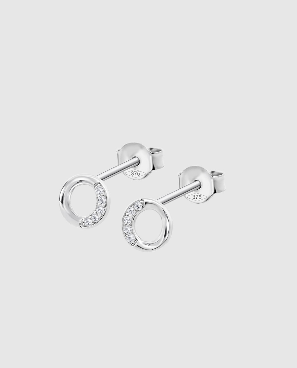 Brincos Dia00050 Diamonds de Ouro 9k com Acabamento Brilhante Branco-1