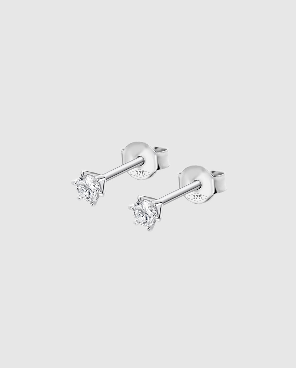 Brincos Dia00058/3 Diamonds de Ouro 9k com Acabamento Brilhante Branco-1