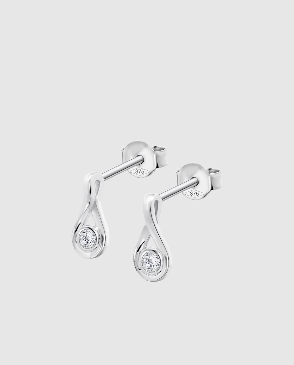 Brincos Dia00065 Diamonds de Ouro 9k com Acabamento Brilhante Branco-1