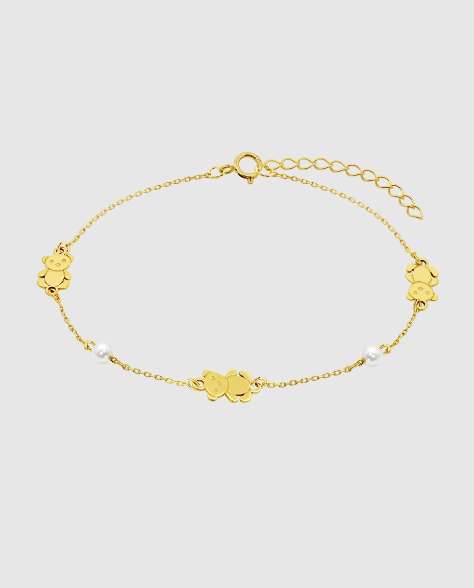 Pulseira Hin00418/19 Basics de Ouro 9k com Acabamento Brilhante Branco-1