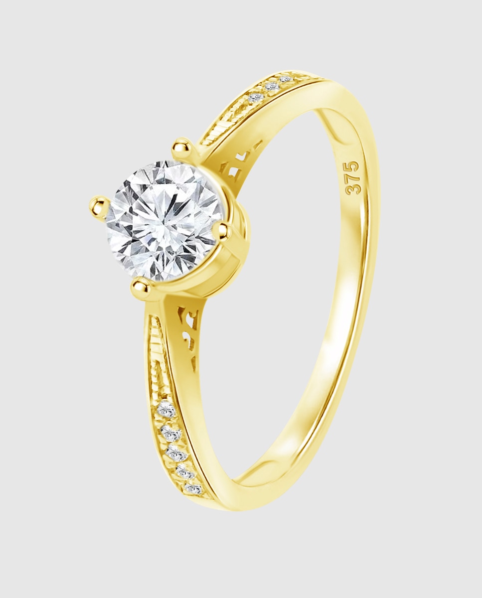 Imagem 0 de Anel Hin00422 Basics de Ouro 9k com Acabamento Brilhante com Zirconita e Motivo Solitário