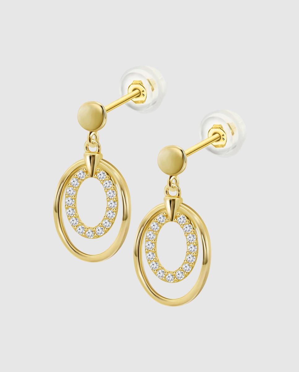 Brincos Hin00424 Basics de Ouro 9k com Acabamento Brilhante Branco-1