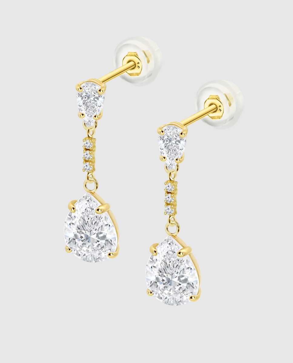 Brincos Hin00426 Basics de Ouro 9k com Acabamento Brilhante Branco-1