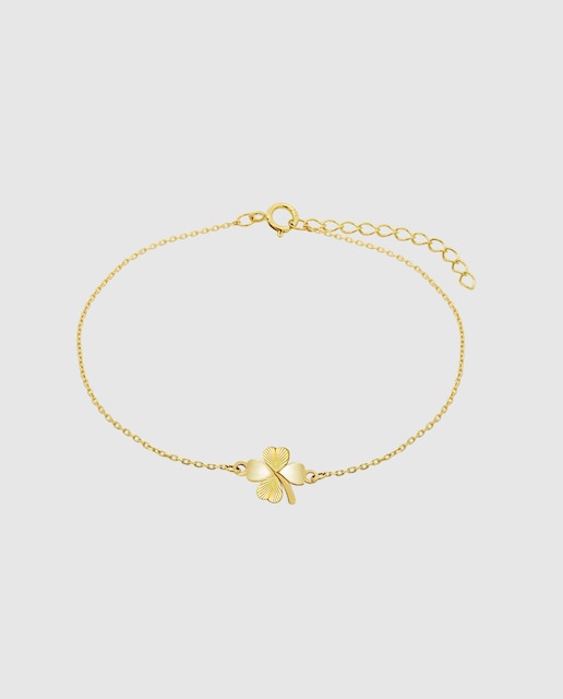 Imagem 0 de Pulseira Hin00446/19 Basics de Ouro 9k Acabamento Brilho e Motivo Trevo