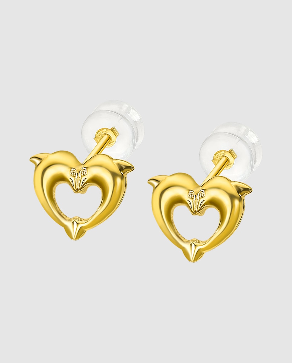 Brincos Lu00038 Basics de Ouro 9k com Acabamento Brilhante e Motivo Coração Dourado-1