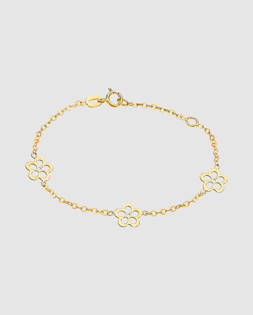 Imagem 0 de Pulseira Infantil Fg00077/14 Basics de Ouro 9k com Acabamento Brilhante e Motivo Flor