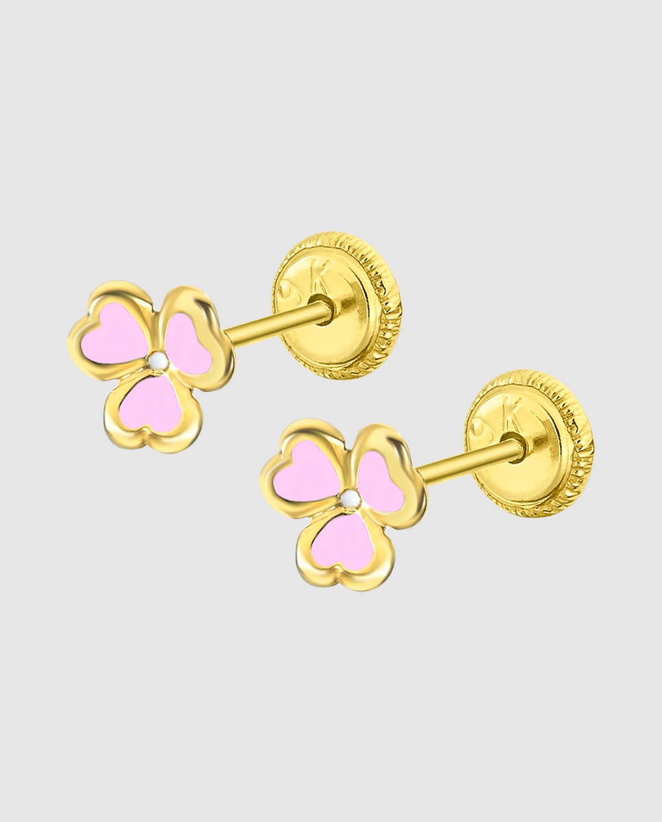 Imagem 0 de Pendentes Infantil Lg00315 Basics de Ouro 9k com Acabamento Brilhante e Motivo Trevo