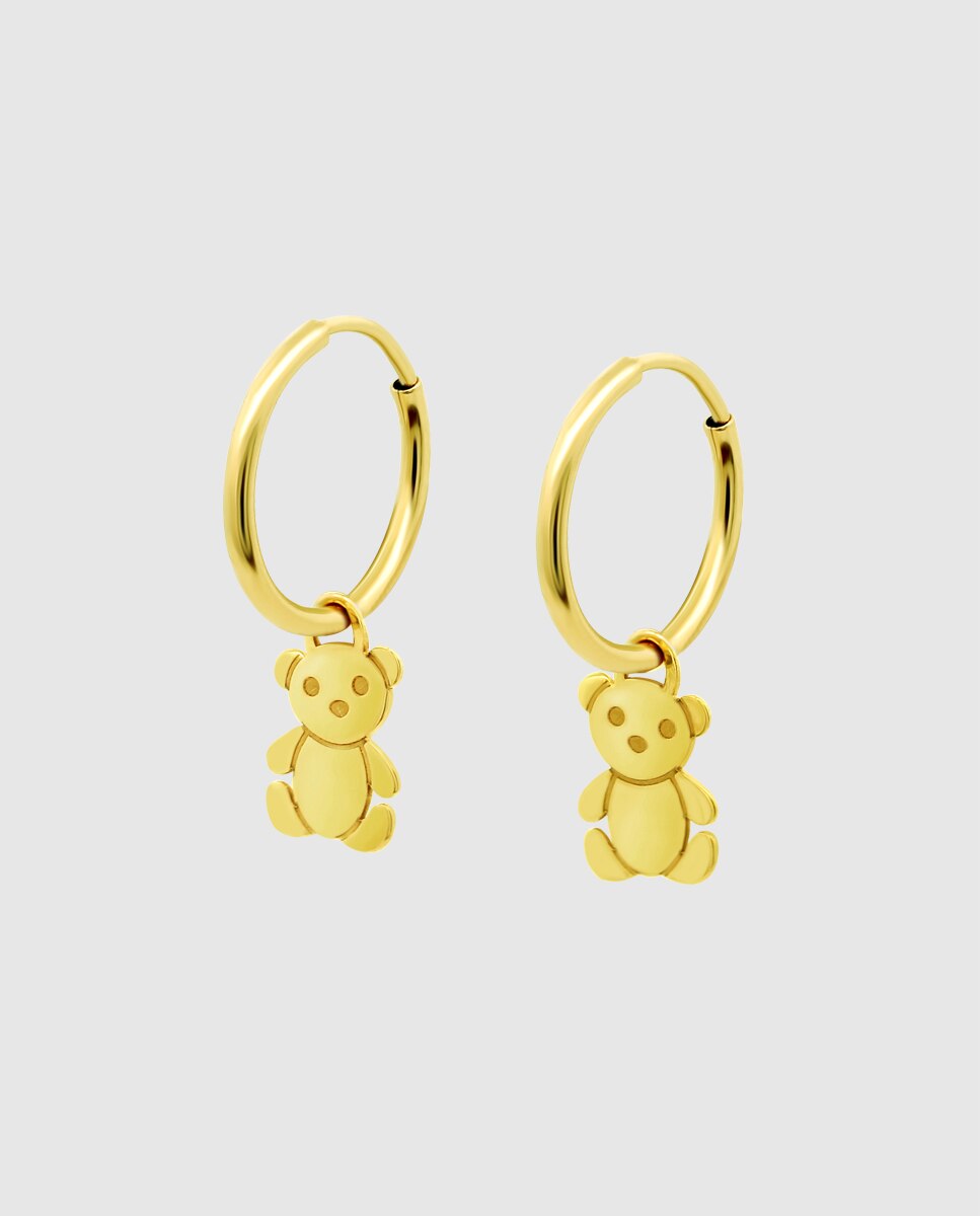 Brincos Hin00472/12 Basics de Ouro 9k com Acabamento Brilhante e Motivo Animais Amarelo-1
