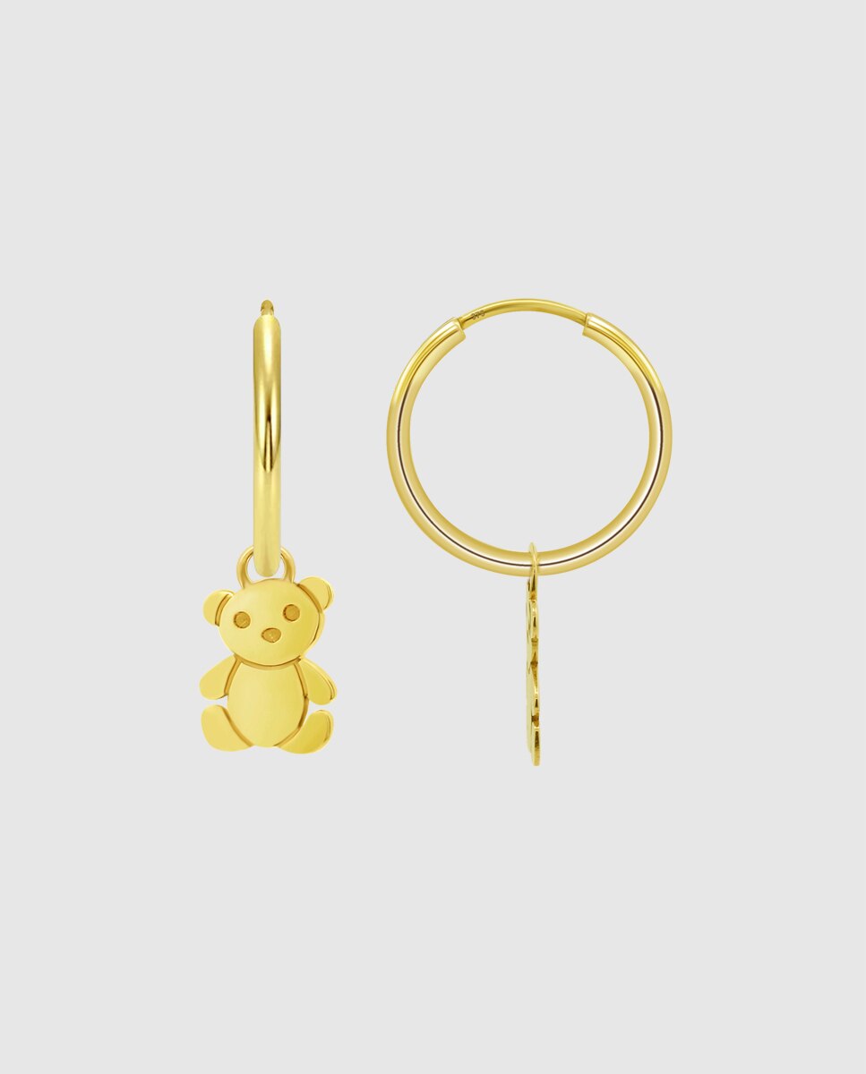 Brincos Hin00472/12 Basics de Ouro 9k com Acabamento Brilhante e Motivo Animais Amarelo-2