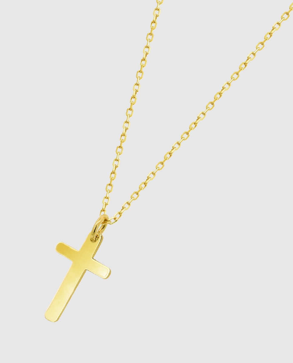 Imagem 0 de Colar Hin00482/45 Basics de Ouro 9k com Acabamento Brilhante e Motivo Cruz