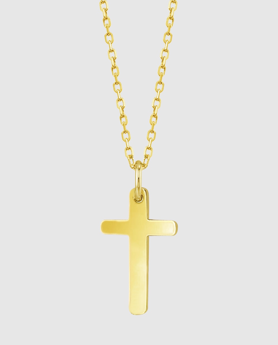 Colar Hin00482/45 Basics de Ouro 9k com Acabamento Brilhante e Motivo Cruz Amarelo-2