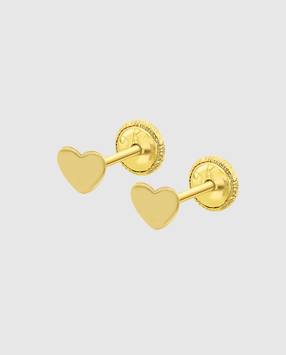 Imagem 0 de Brincos Hin00485 Basics de Ouro 9k com Acabamento Brilhante e Motivo Coração