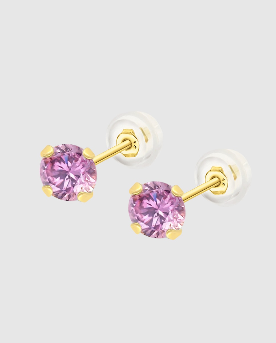 Brincos Hin00486/6 Basics com Zircônias e Ouro de 9 Quilates Rosa-1