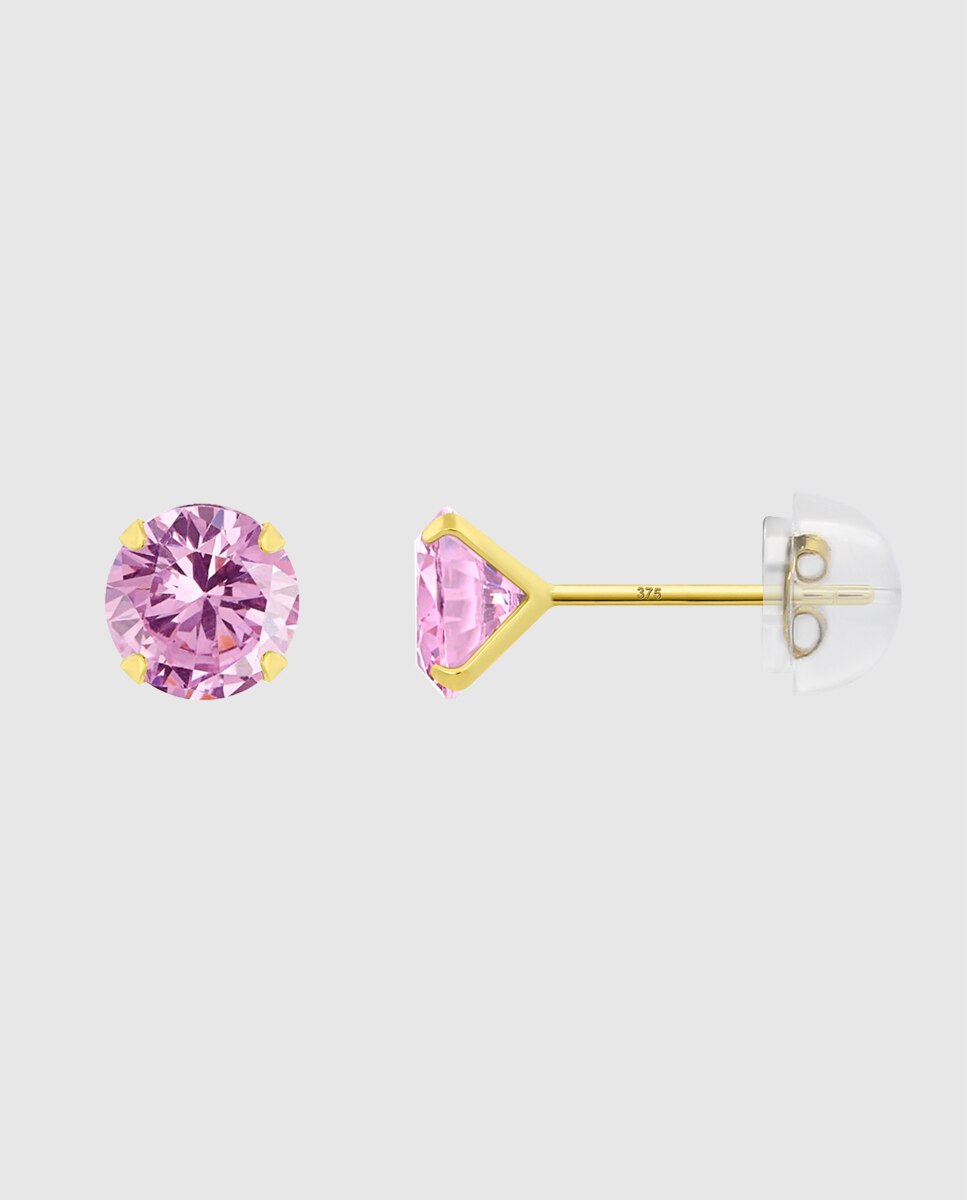 Brincos Hin00486/6 Basics com Zircônias e Ouro de 9 Quilates Rosa-2